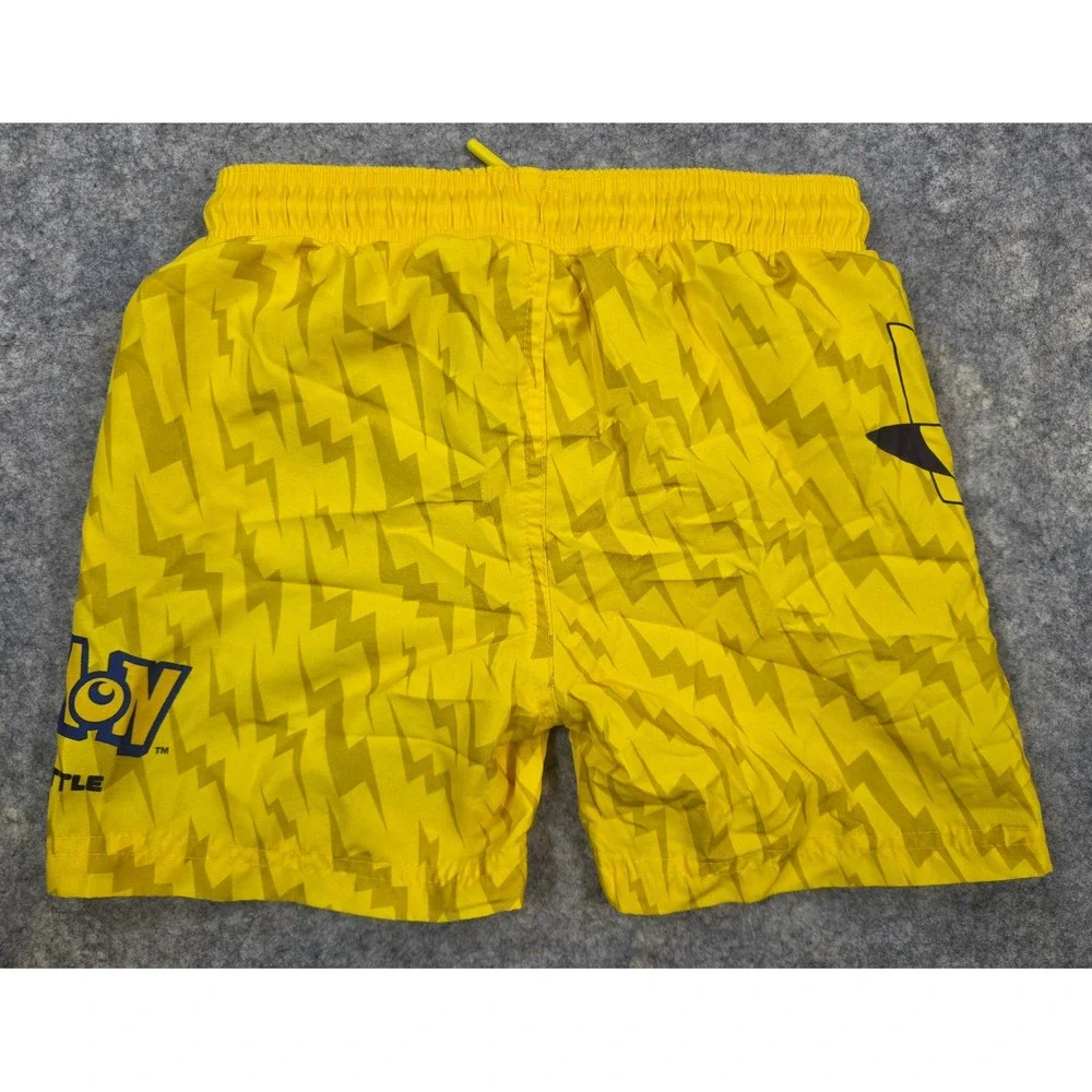 Pokemon Pikachu Boys Swim Trunks Yellow Lightning Bolt Mesh Lined Size 6-7 Years